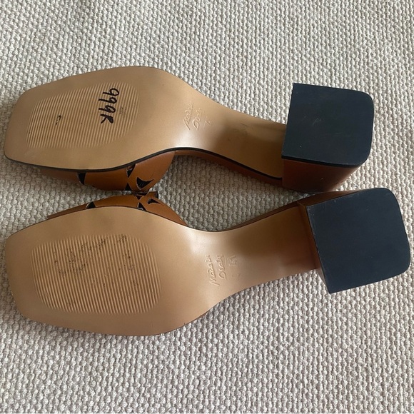 Emanuele Crasto Cognac Italian Leather Cutout Slides Block Heel 2.5” Size EU 41 - Picture 5 of 6